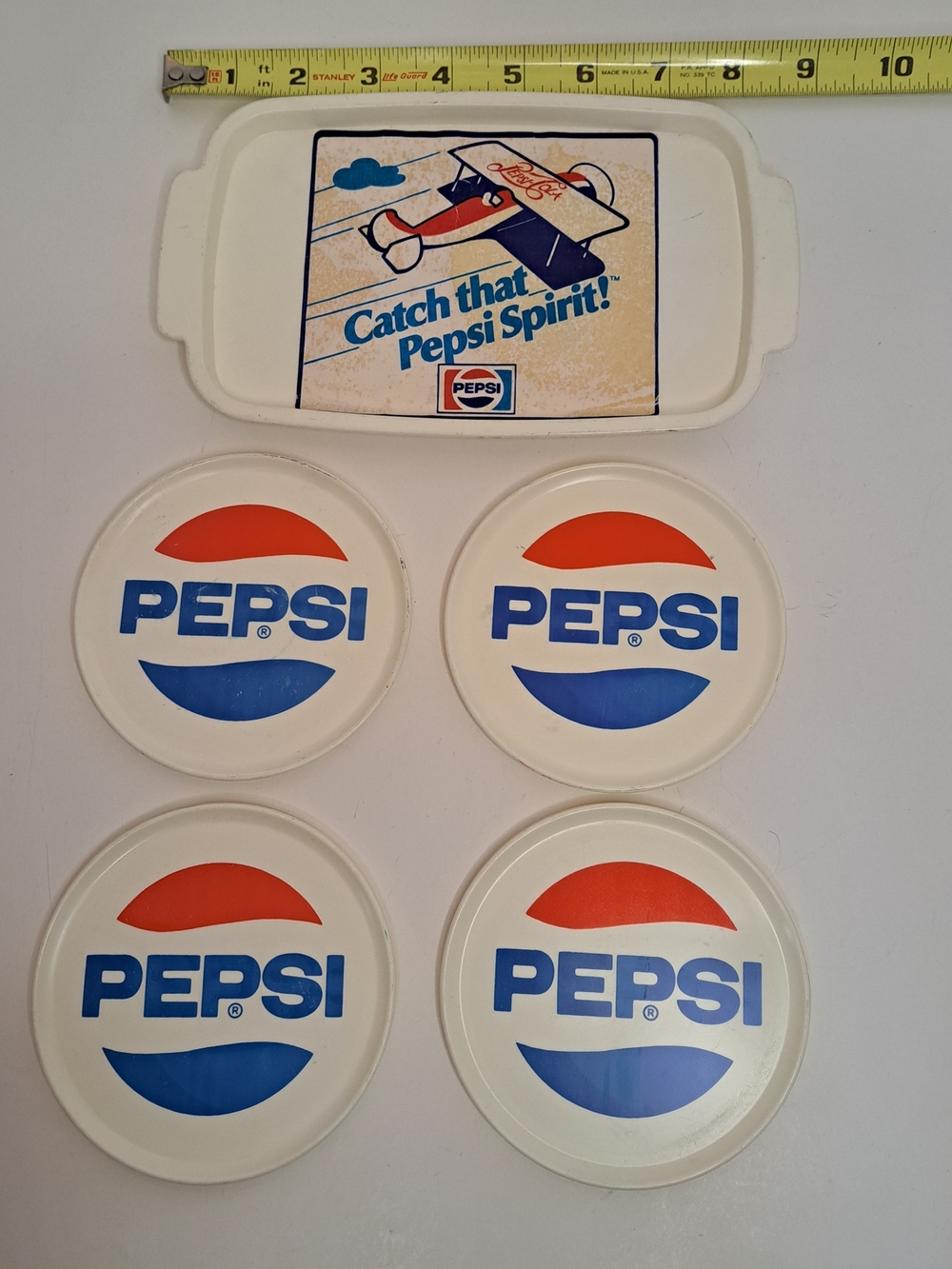 Vintage Pepsi "Fun Pak" Party Set includes 4 Cups, 4 Coasters, & 1 Serving Tray